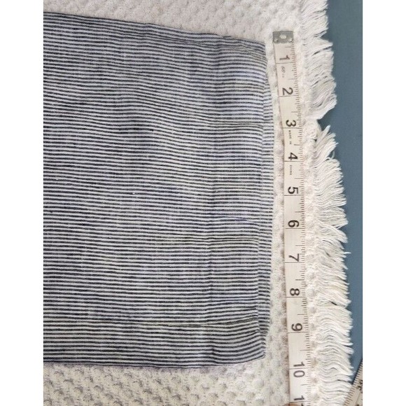 Chicos 100%‎ Linen Navy Striped Wide Leg Crop Pants Size 2 US LLagenlook Beachy - Picture 5 of 9